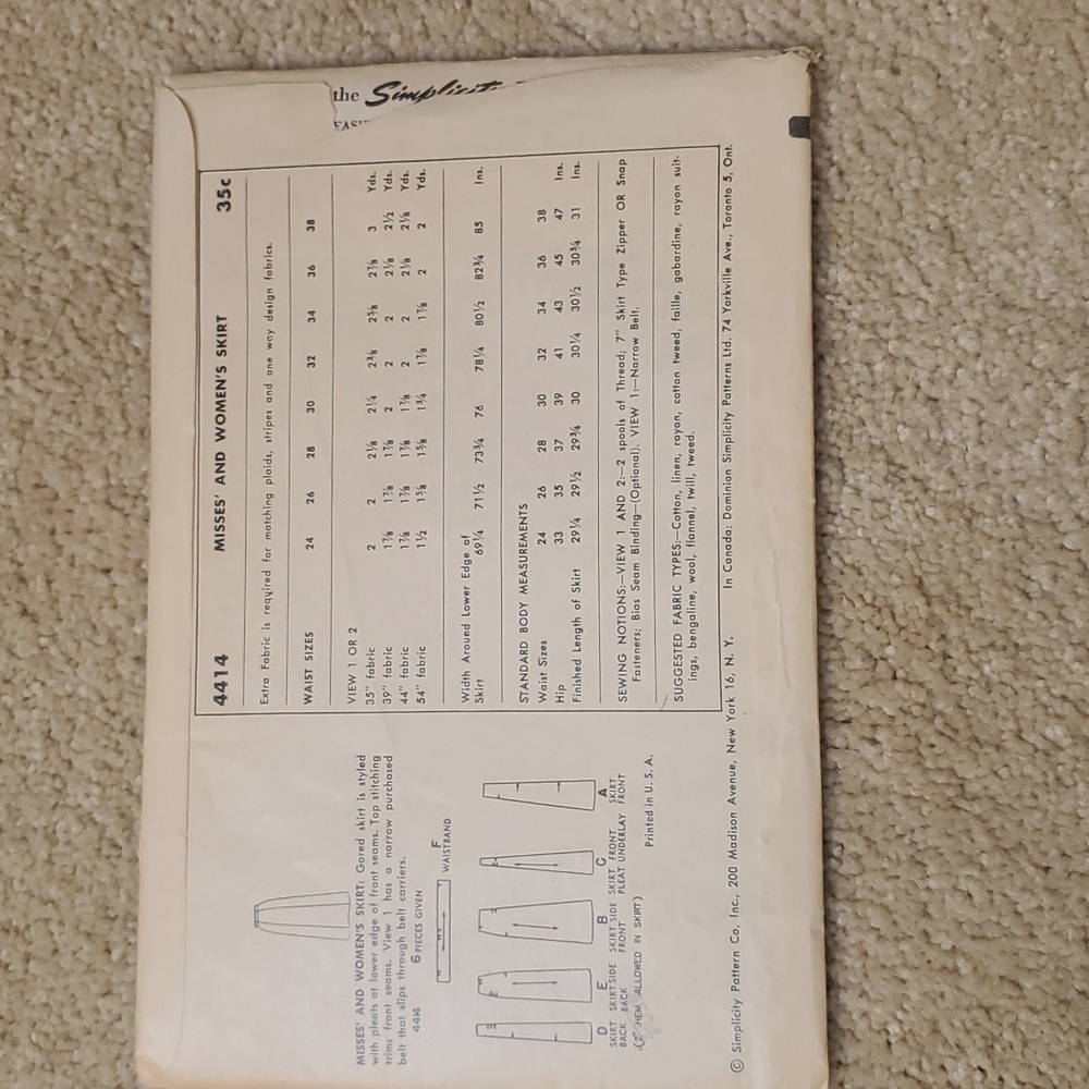 Vintage Simplicity 4414 pattern - Picture 2 of 5